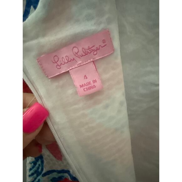 RARE Lilly Pulitzer Janice Shift Resort White She She Shells Dress Size 4 - Picture 11 of 12
